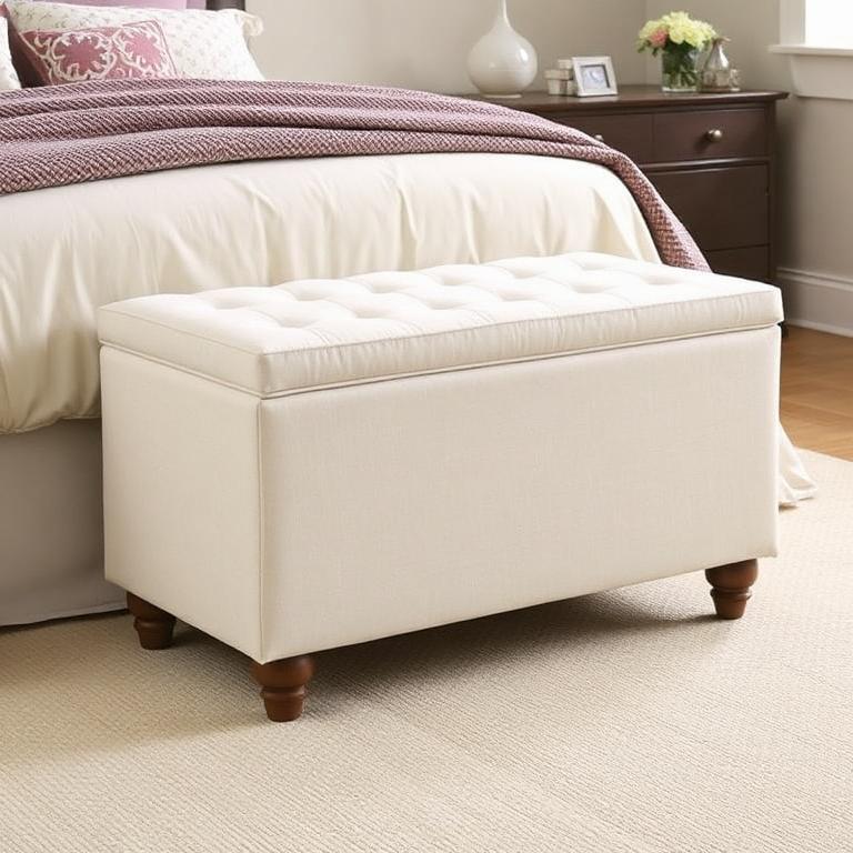 Cream Linen Blanket Box