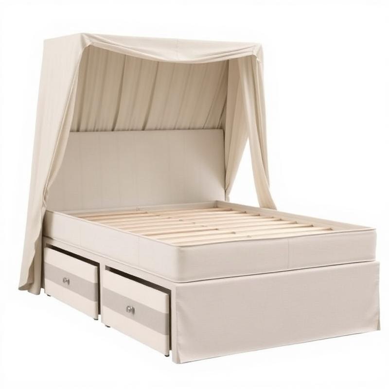 Cream 2-Drawer Divan Bed
