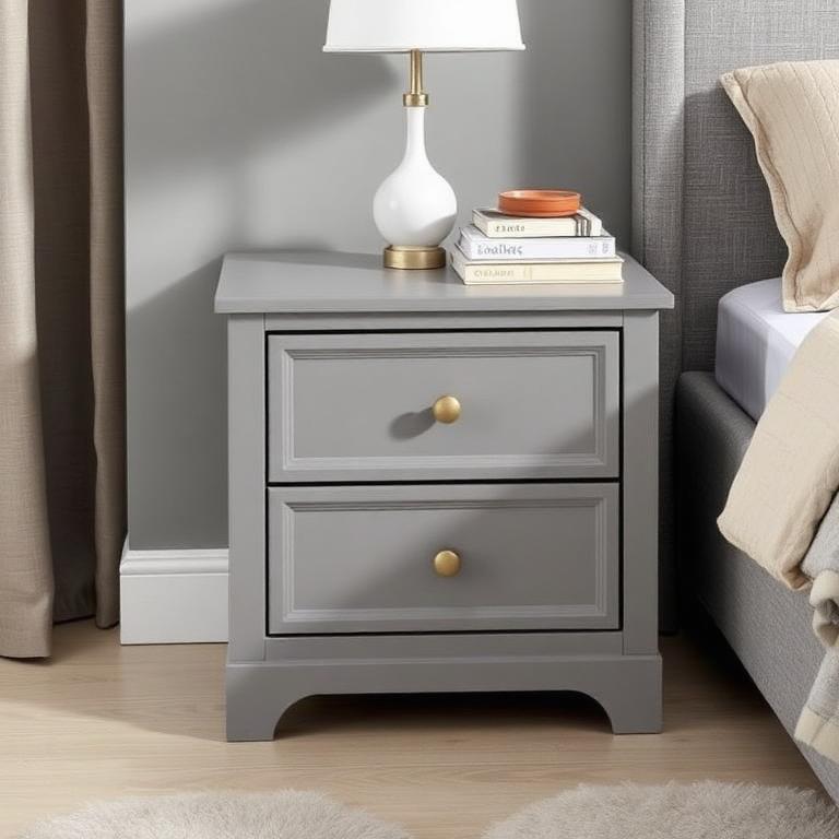 Grey 2-Drawer Bedside Locker