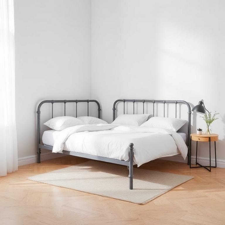 Grey Minimalist Metal Bed