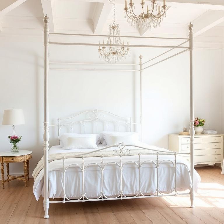 White Canopy Metal Bed