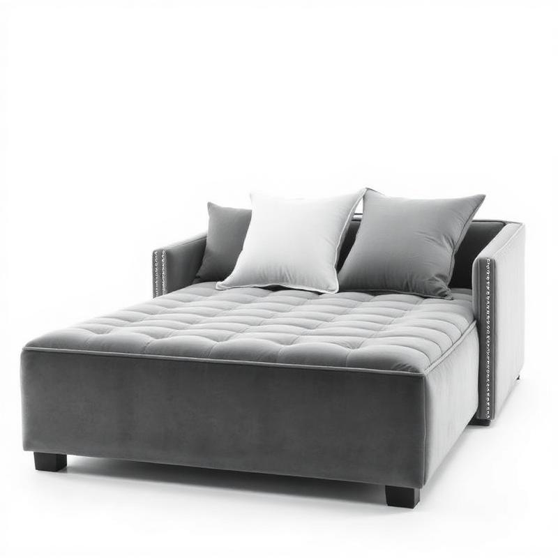 Grey Velvet Ottoman Day Bed
