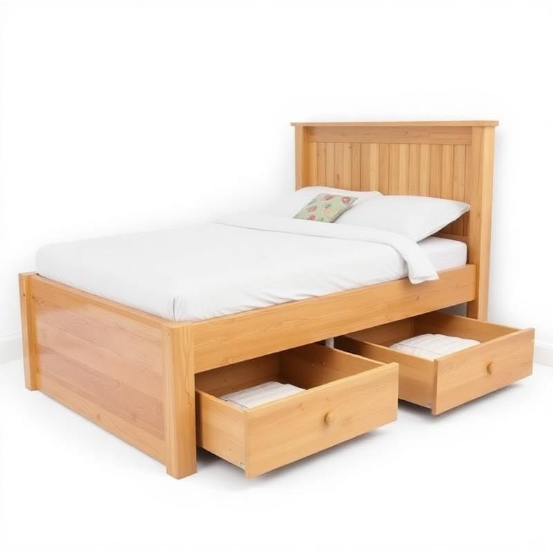 Oak Wooden Storage Bed