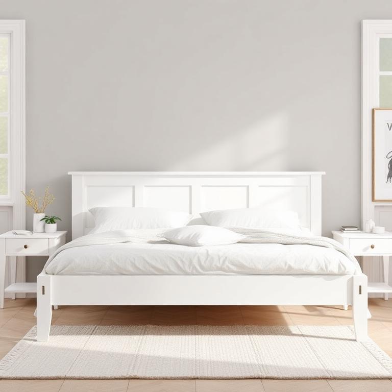 White Painted Panel Bed